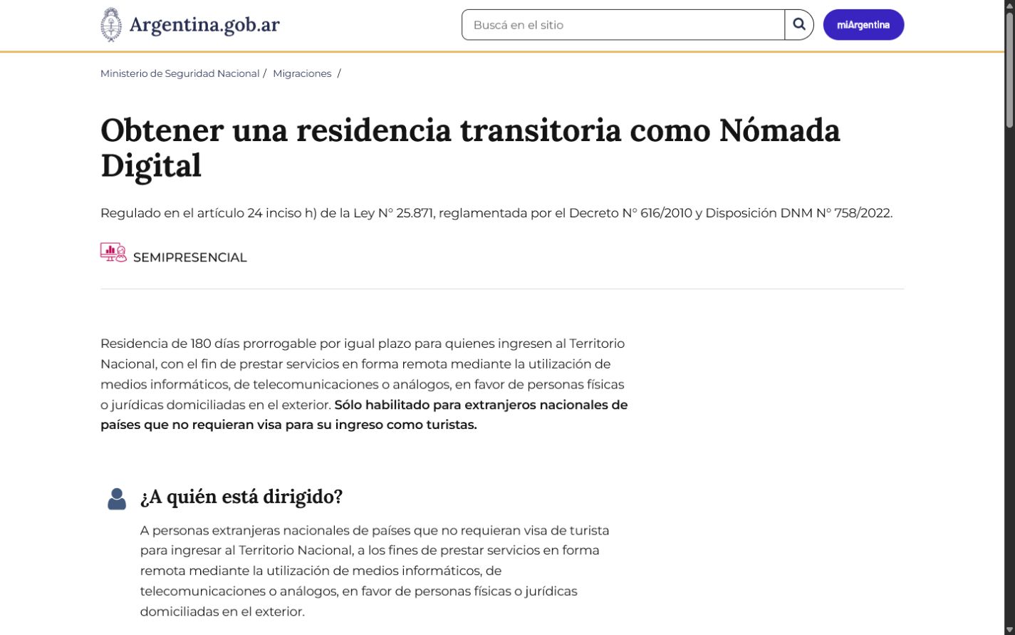 Confirm the official temporary-residence route