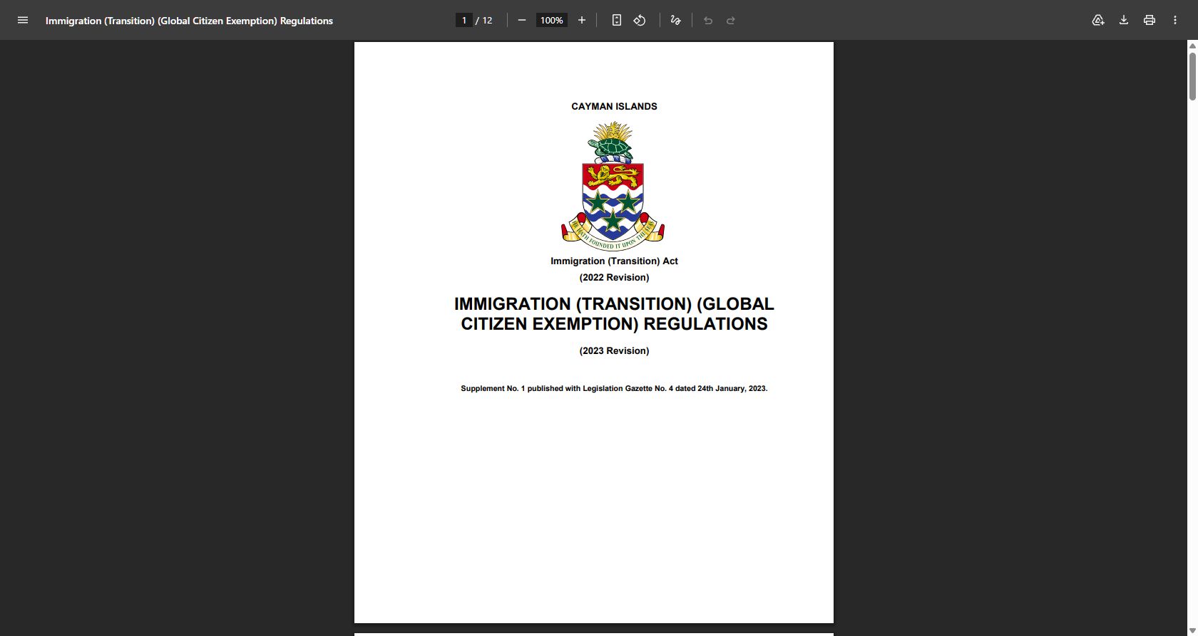 Verify the historical Global Citizen regulations