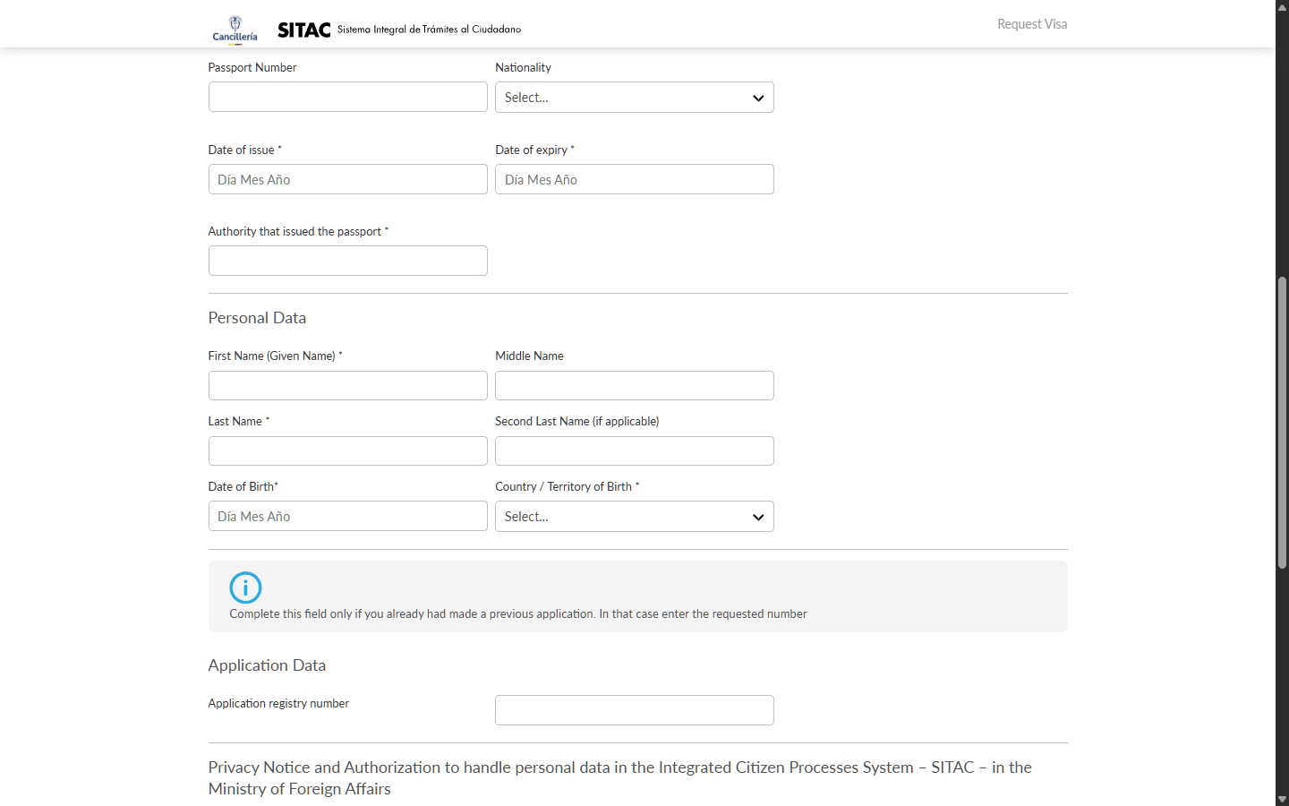 Fill in identification and personal data
