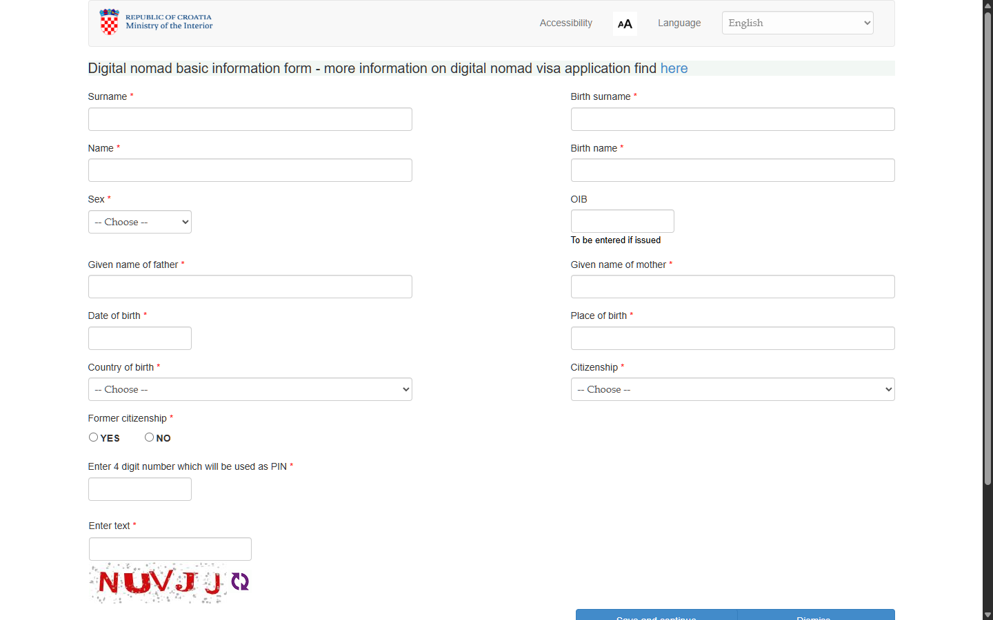 Fill in the basic information form