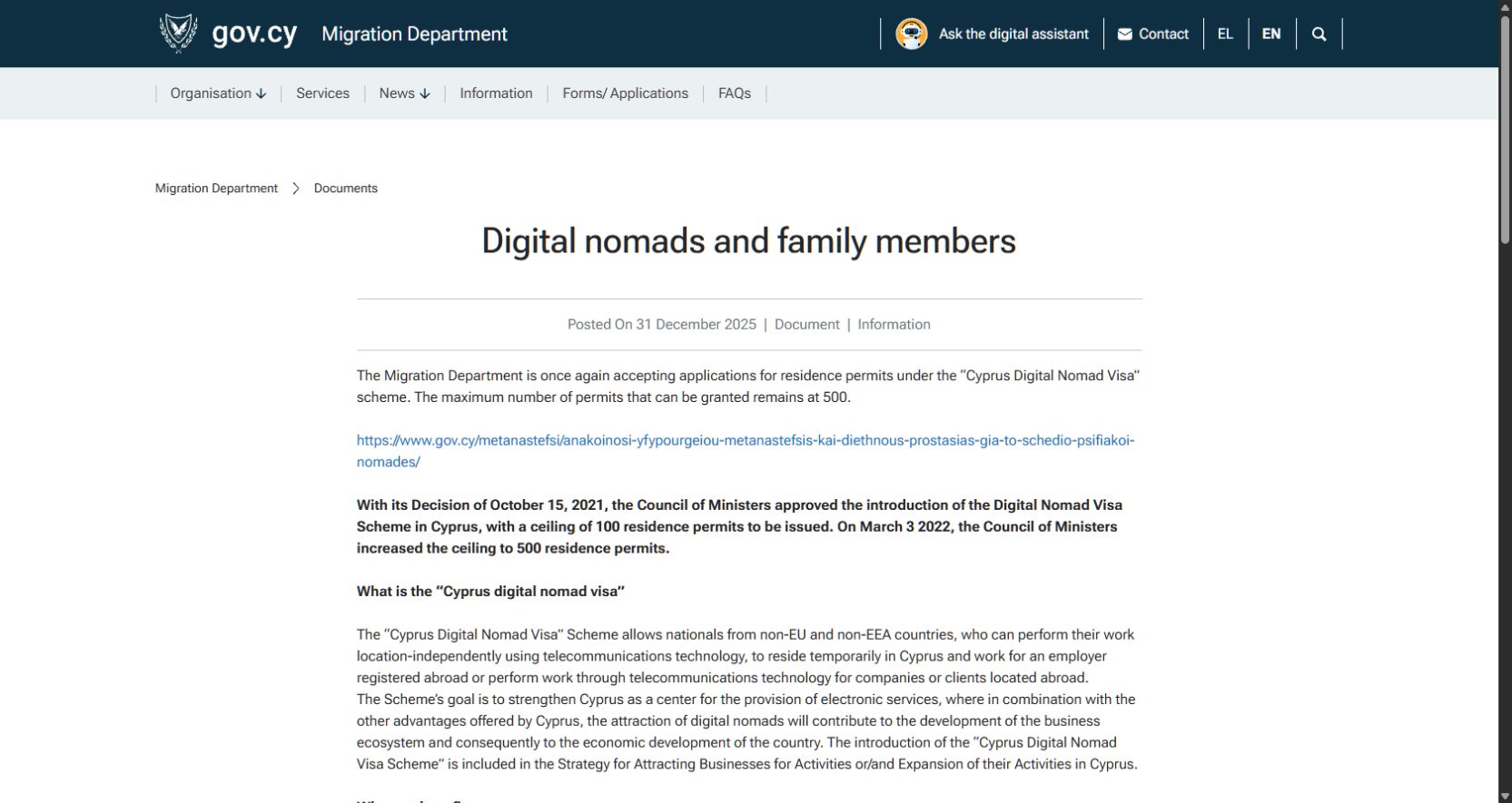 Review the reopened Cyprus Digital Nomad Visa