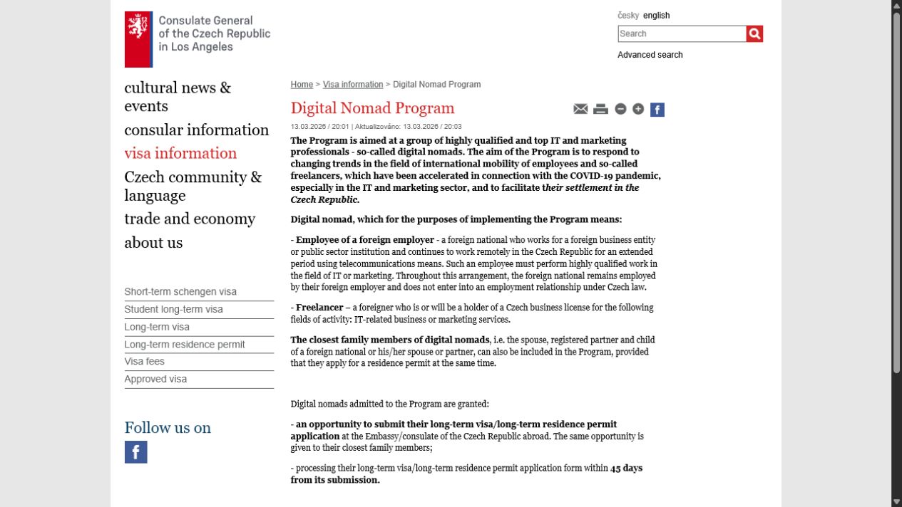 Review the current official Digital Nomad Program