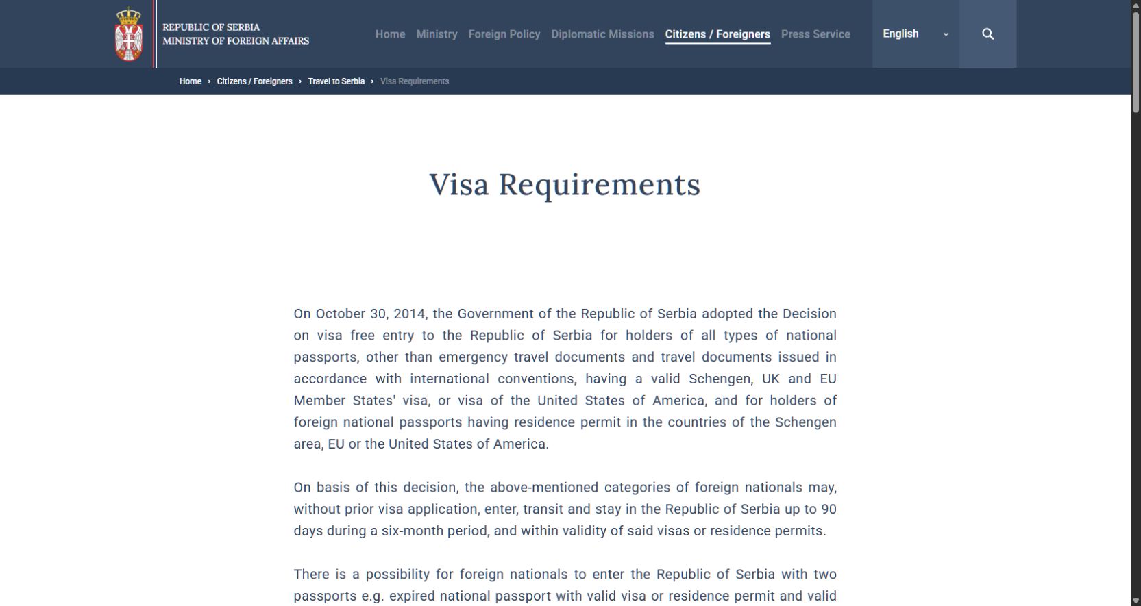 Review Serbia's official visa routes