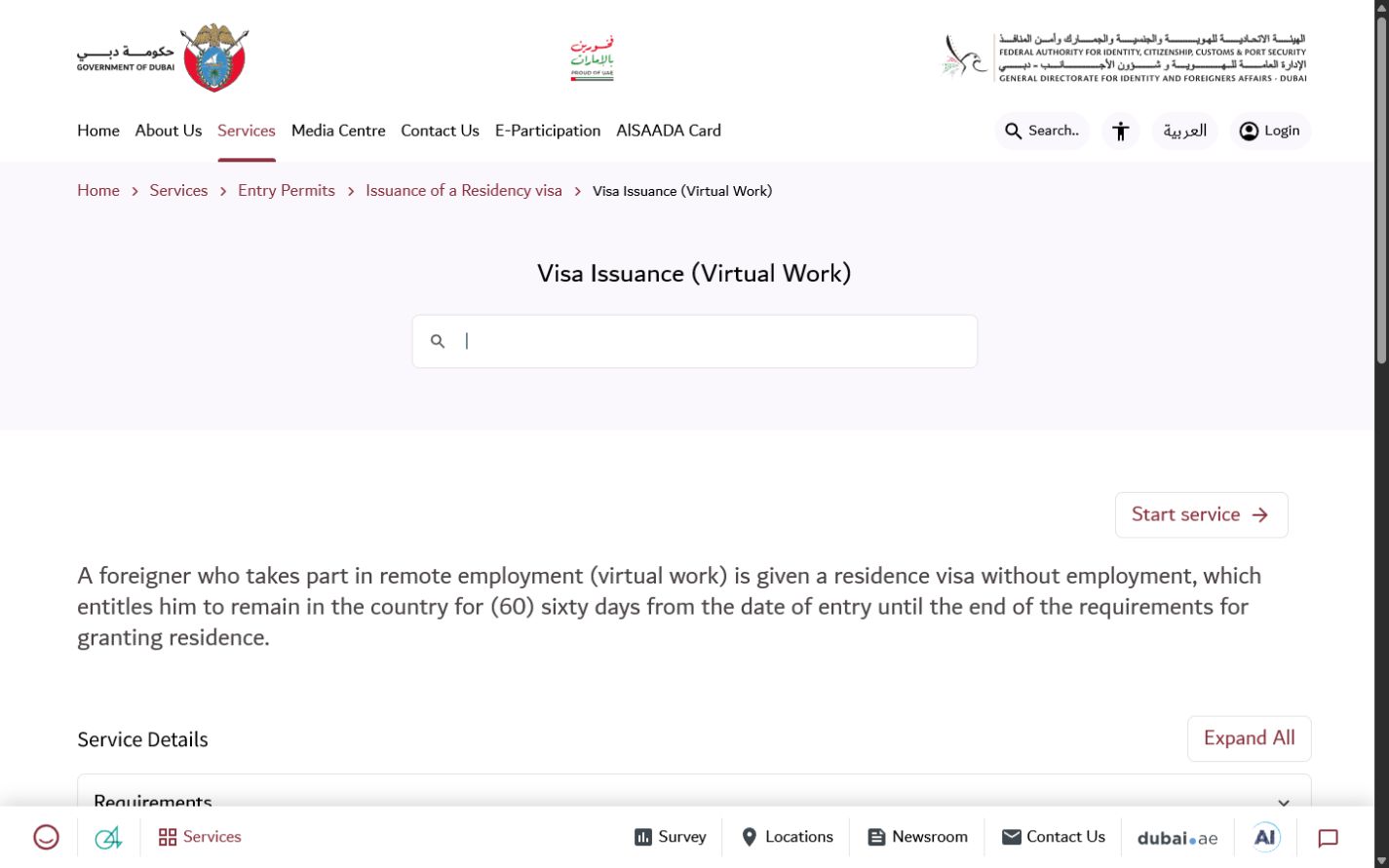 Open the official virtual-work visa service